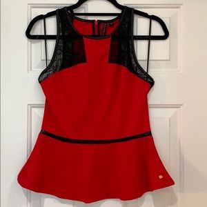 Red with Black Lace Guess Top